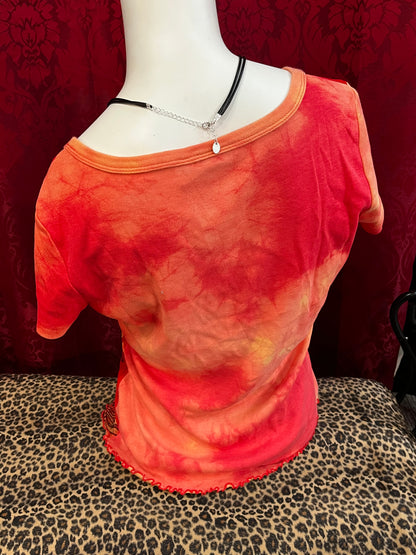 M - 2000s Mexx Mesh Tie-Dye Graphic Top