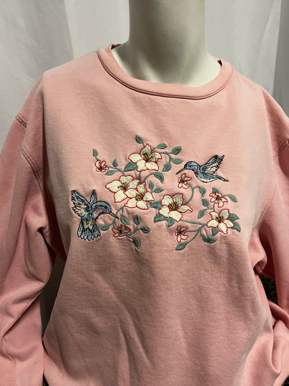 L - Carroll Reed Embroidered Pink Sweatshirt