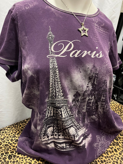 1X - Blue Canyon 2000s Purple Paris Graphic Top