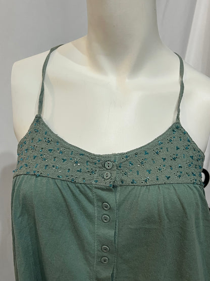 S - Aeropostale Green Beaded Cami Top