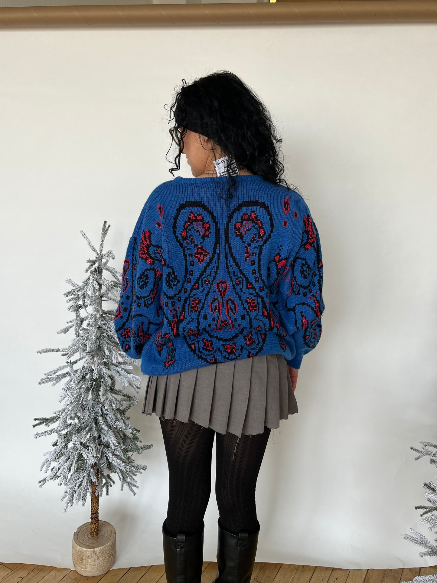 Chorus Line Blue Paisley Knit Sweater