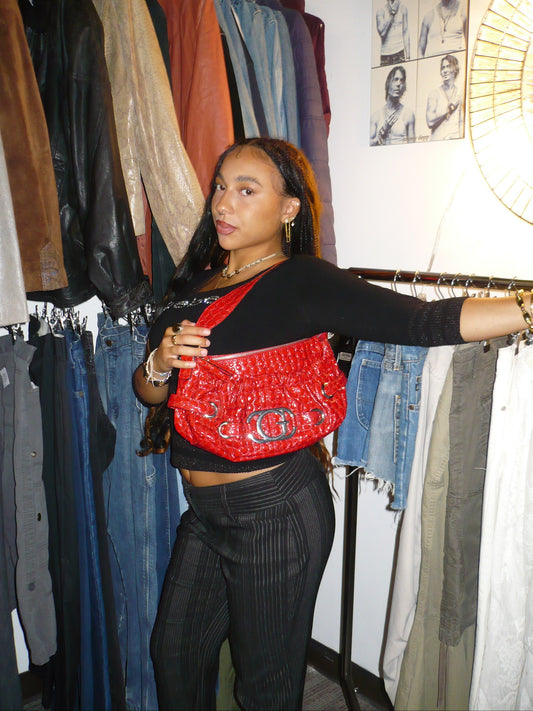 Guess Y2K Red Faux Snakeskin Purse