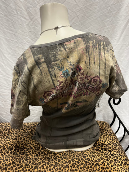 L - Vanilla Sugar Y2K Cowgirl Rhinestone Top