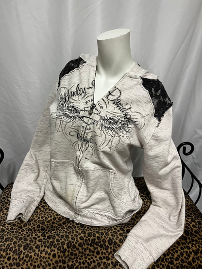 XL - Harley Davidson 2000s Lace Detail Zip Hoodie