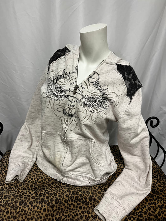 XL - Harley Davidson 2000s Lace Detail Zip Hoodie
