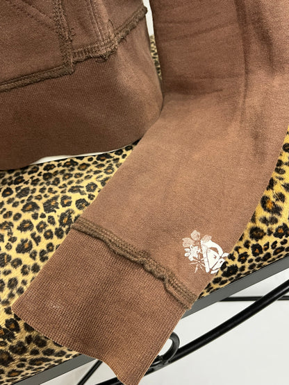 Roxy Y2K Brown Graphic Zip Hoodie