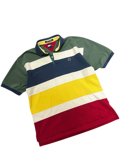 L - Tommy Hilfiger 2000s Striped Polo Tee