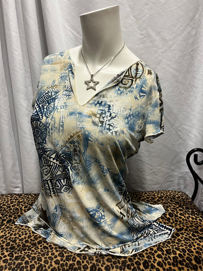 S/M - International Concepts Blue Patterned Blouse