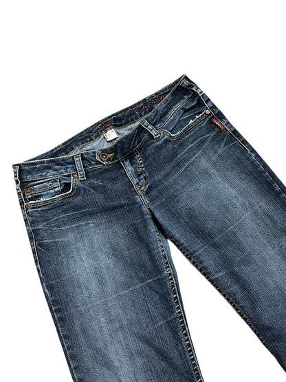34" - Silver Y2K Low Rise Flared Jeans
