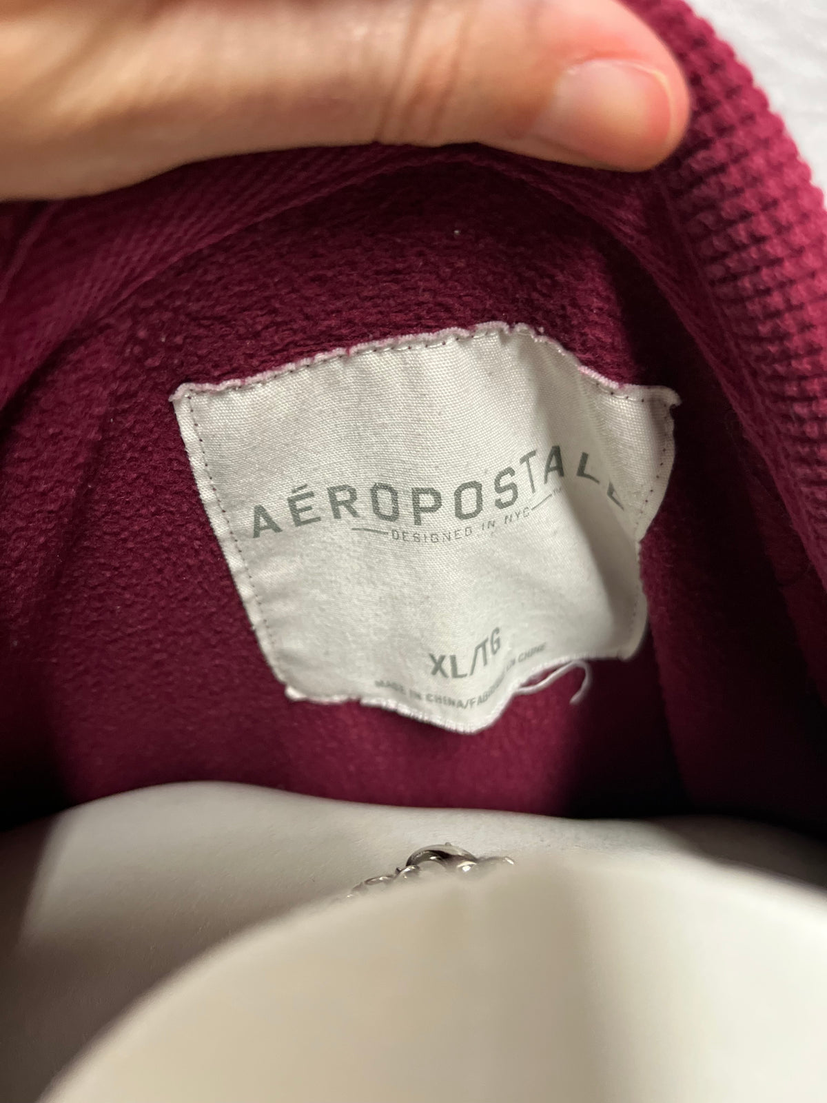 XL - Aeropostale 2000s Burgundy 1/4 Zip Hoodie