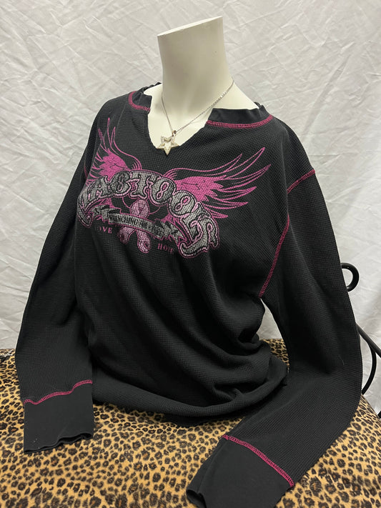 2XL - Mac Tools Y2K Graphic Waffle Thermal Top