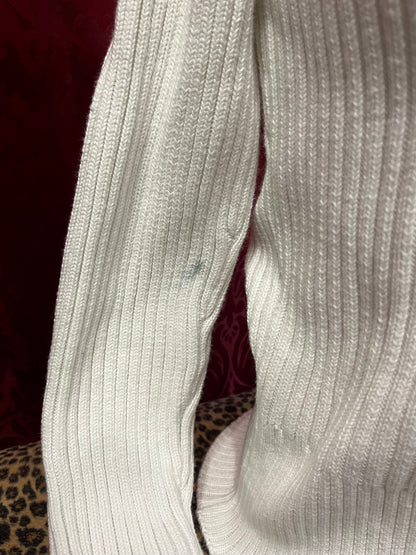 M - Ciera + Co White Knit Zip Sweater