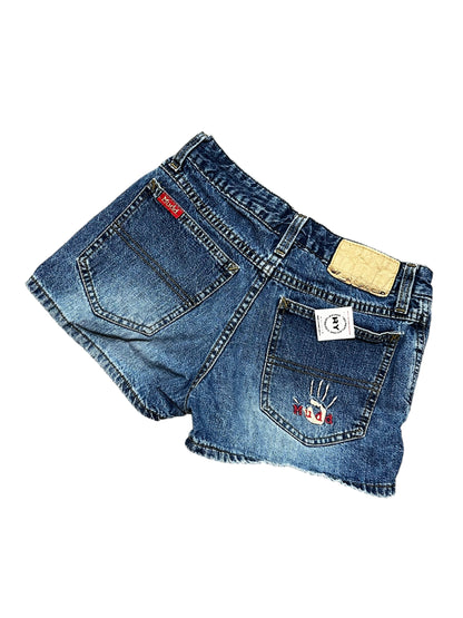 25" - Mudd Y2K Handprint Mini Jean Shorts