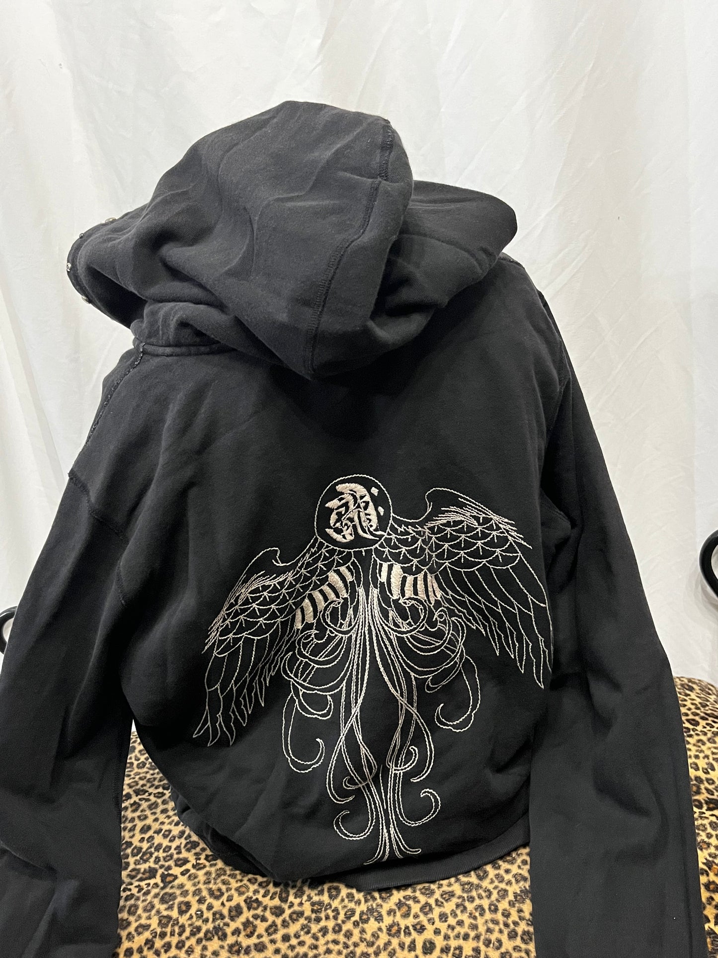 XL - Lucky Brand Gothic Stitch + Studs Zip Hoodie