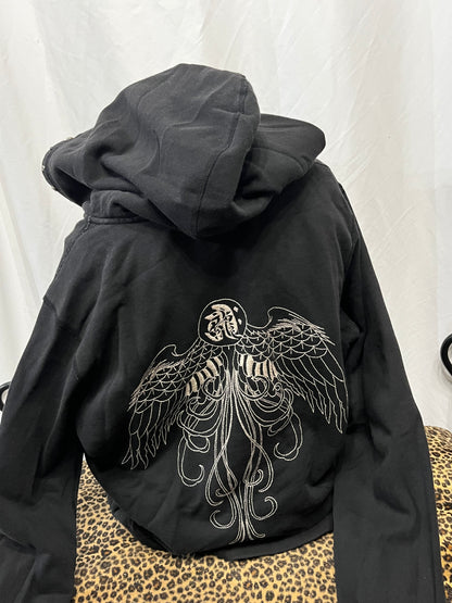 XL - Lucky Brand Gothic Stitch + Studs Zip Hoodie