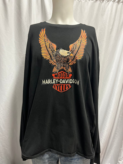 XL - Harley Davidson 2010s Textured Eagle Graphic Long Sleeve Tee