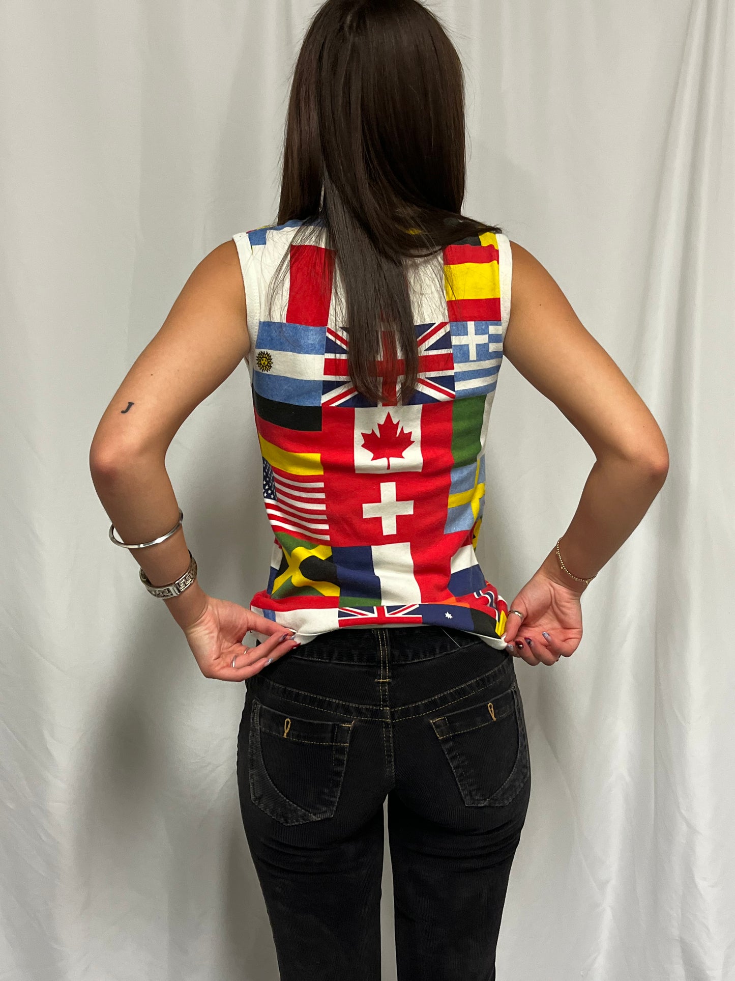 XS/S - Zip It London 90s AOP Flags Graphic Top