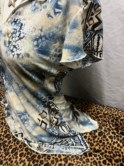 S/M - International Concepts Blue Patterned Blouse