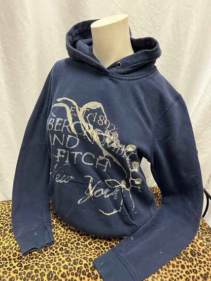 M - Abercrombie & Fitch Navy Script Pullover Hoodie