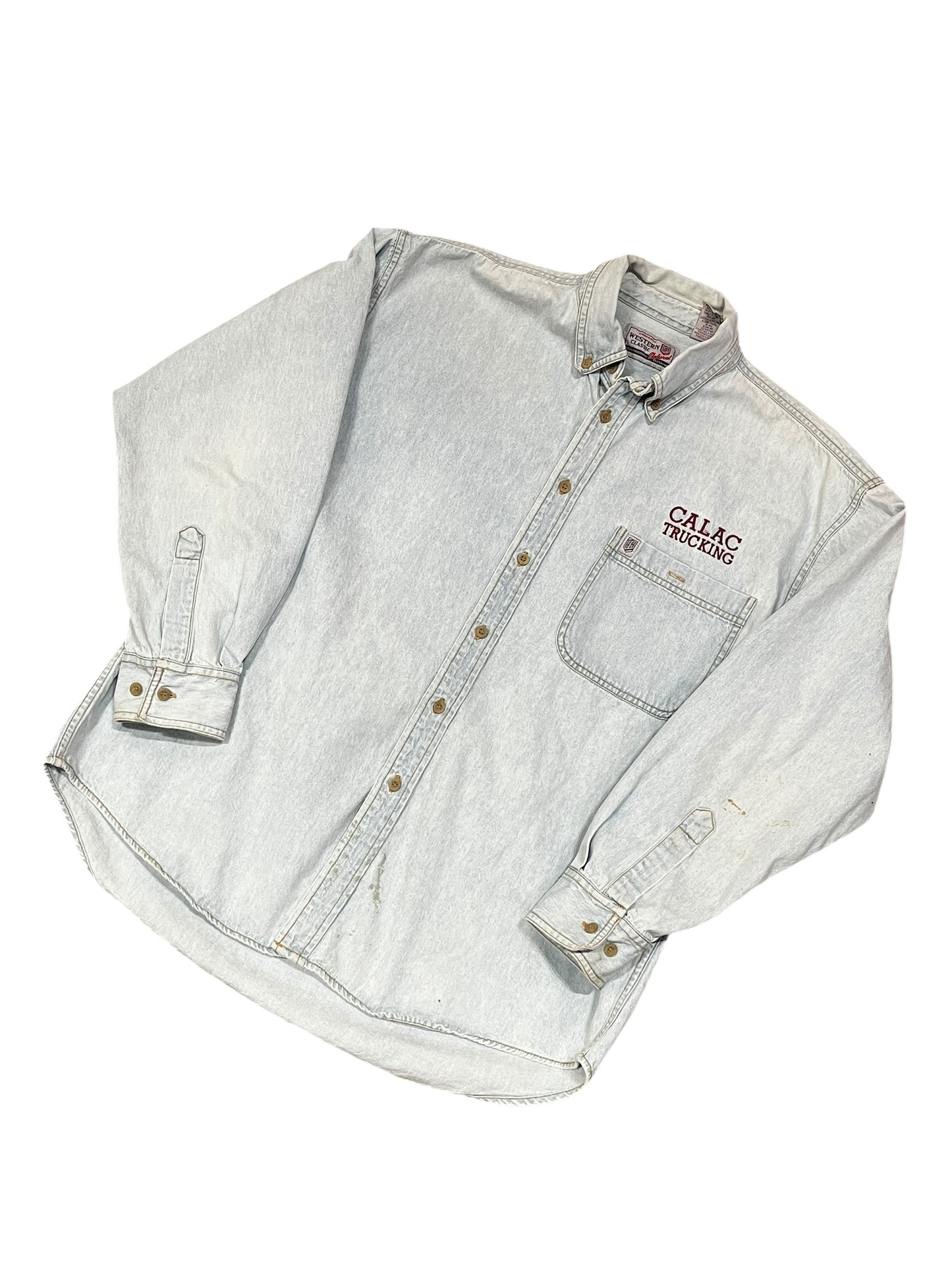 L - Western Classic 90s Trucking Light Wash Denim Button Down