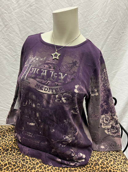 XL - Christopher & Banks Purple Rhinestone Graphic Top