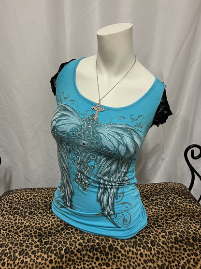 XS/S - Y2K Rhinestone Wings Graphic Top