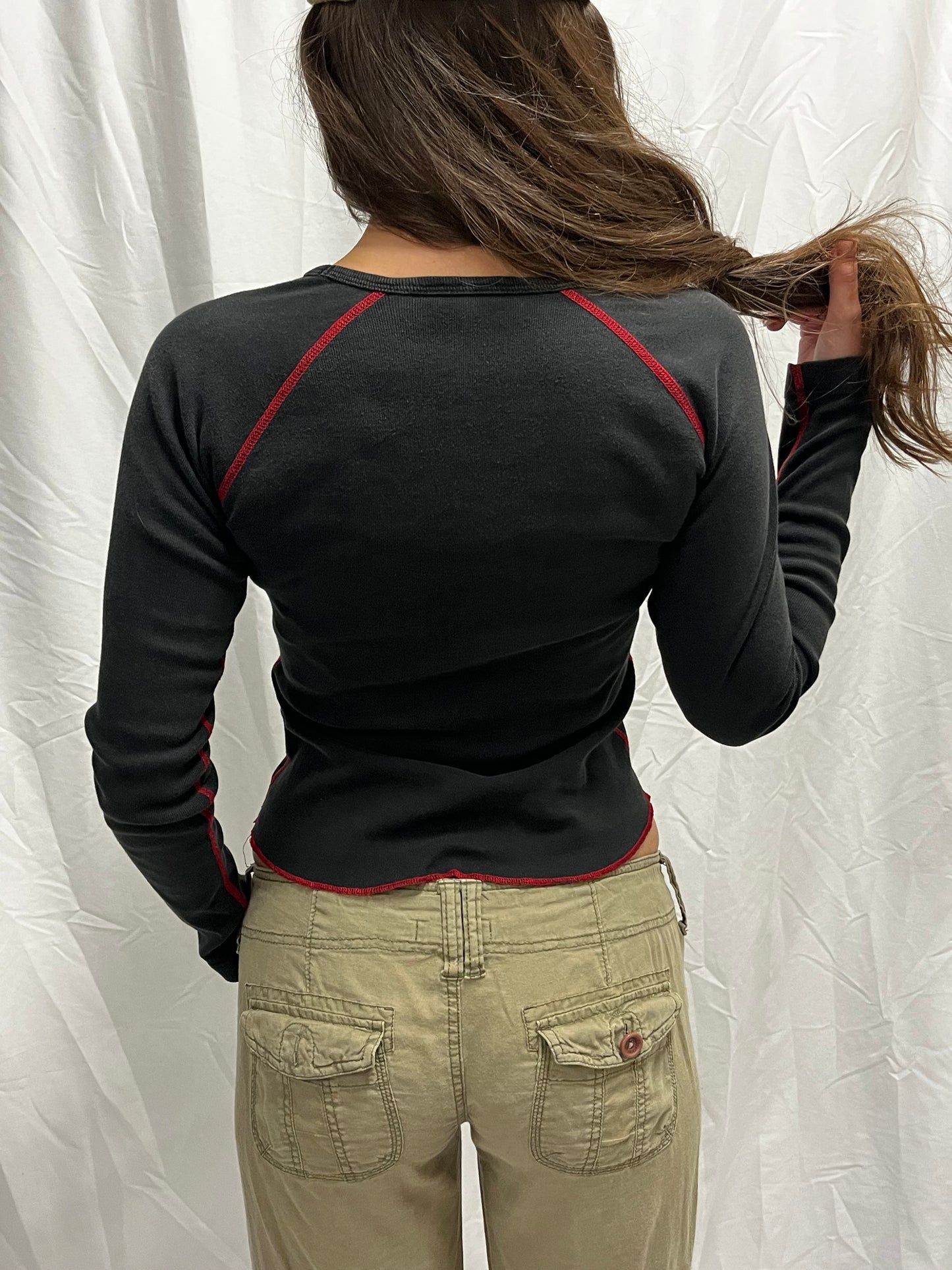S - Guess Jeans 90s Rhinestone Long Sleeve Top