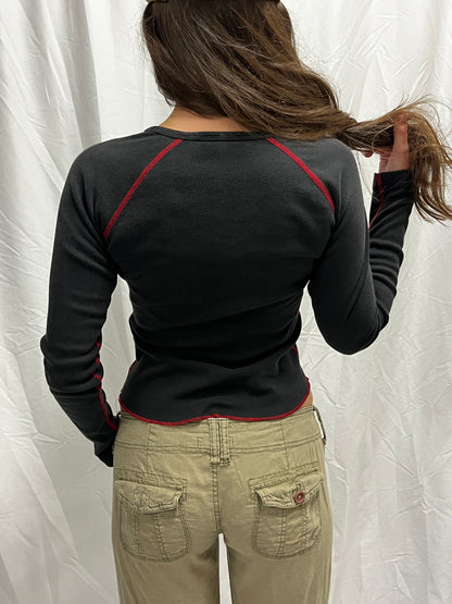 S - Guess Jeans 90s Rhinestone Long Sleeve Top