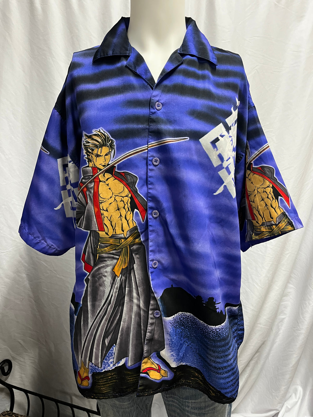 M/L - One O One Network Y2K Anime Graphic Button Shirt