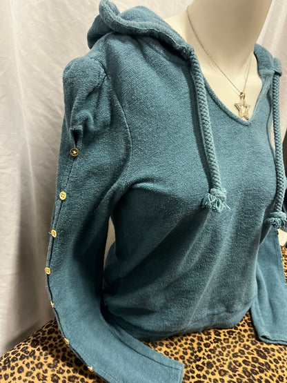 S - Juicy Couture Y2K Button Detail Pullover Hoodie