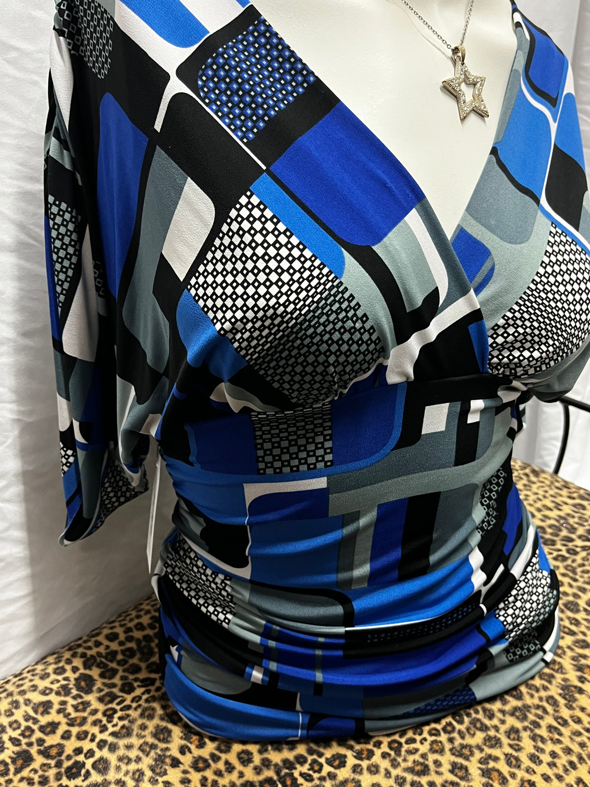 S - Rampage Y2K Blue Patterned Blouse