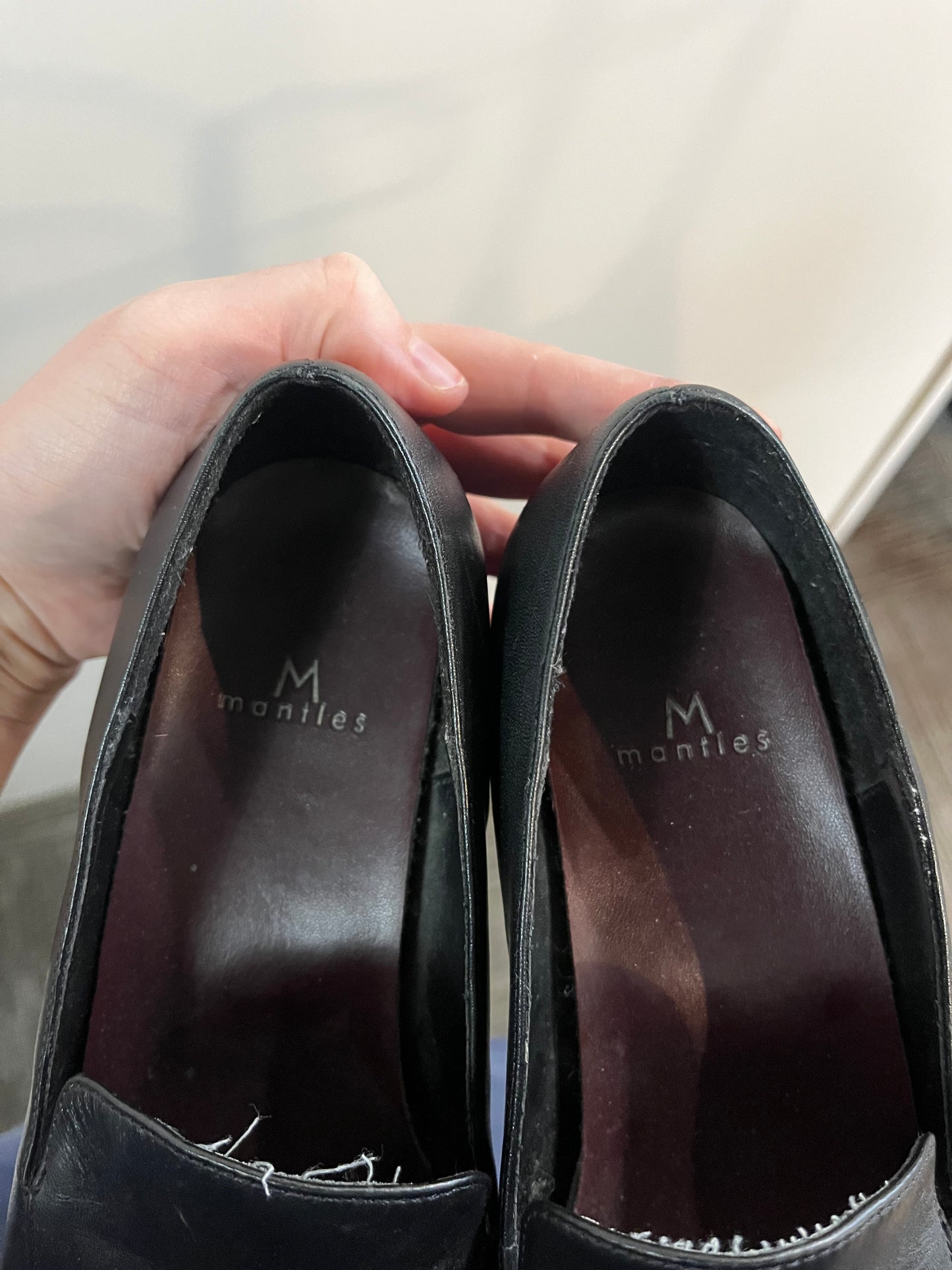 7.5 - Mantles Black Faux Leather Heeled Loafers