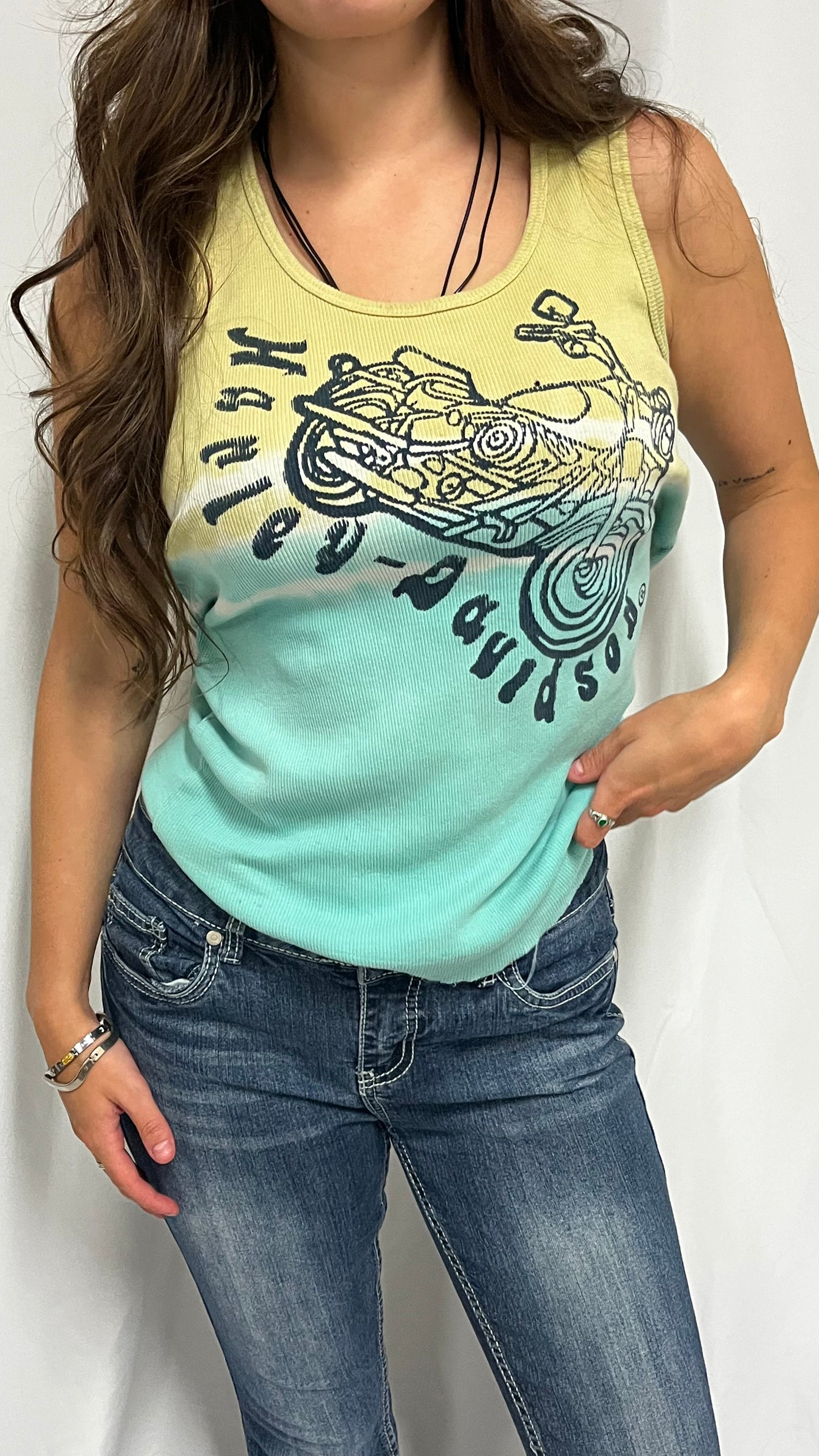 XL - Harley Davidson 2000s Tie-Dye Ribbed Graphic Top