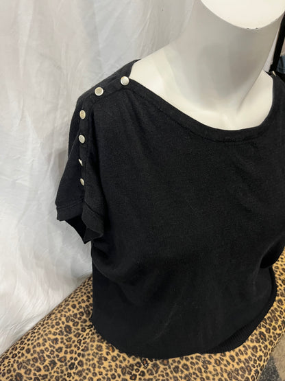 L - Joseph A. Knit Button Detail Top