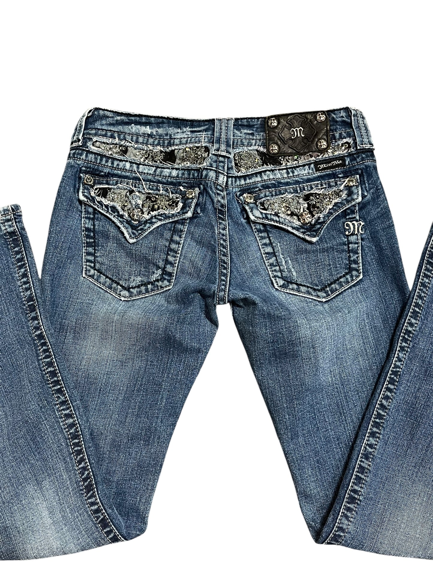 28" - Miss Me Y2K Bootcut Bling Low Rise Jeans