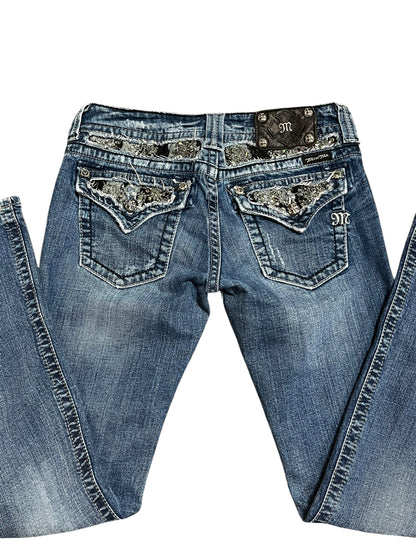 28" - Miss Me Y2K Bootcut Bling Low Rise Jeans
