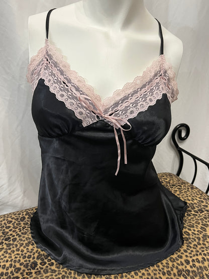 L - Premiere Pink Lace Satin Cami Top
