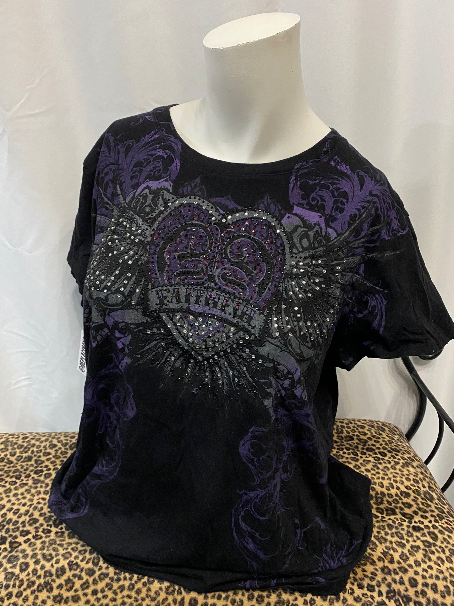 XXXL - W1 Rhinestone Gothic Graphic Tee