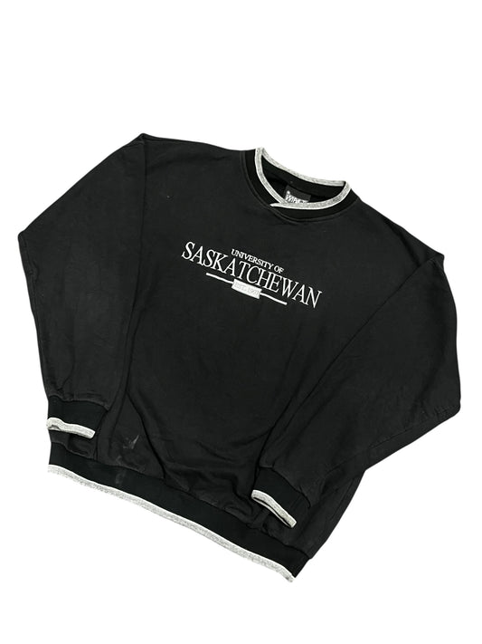 L - U of S 2000s Two Tone V-Neck Sweatshirt