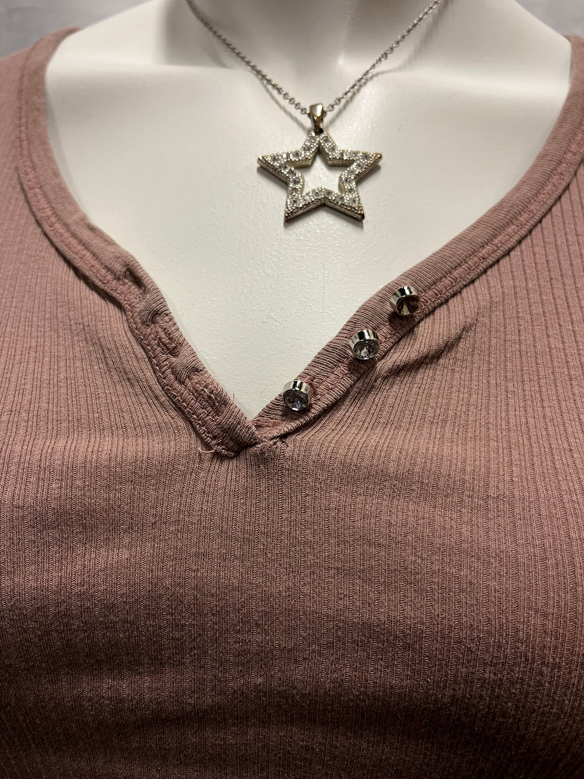 M - LA Kitty Y2K Brown Henley Top