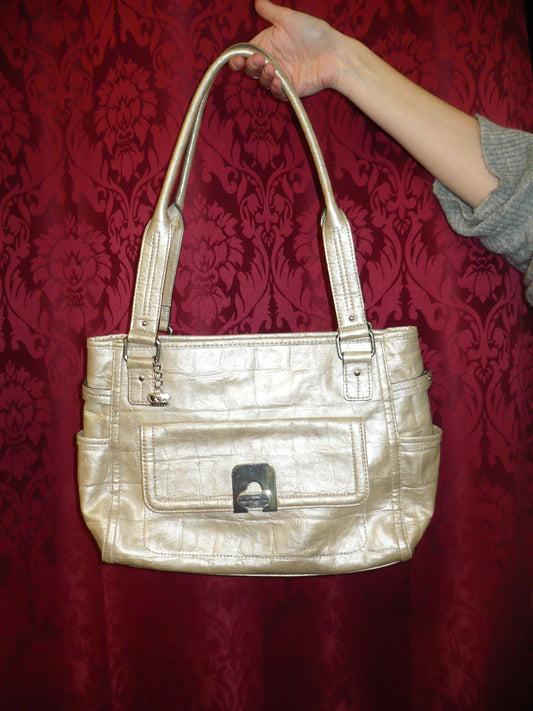 2000s Liz Claiborne Metallic Faux Leather Purse