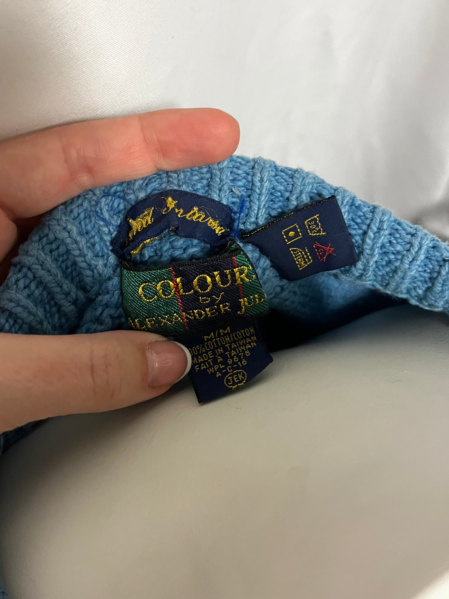 M - Alexander Jek 80s Hand-Knit Cotton Folk Patterned Sweater