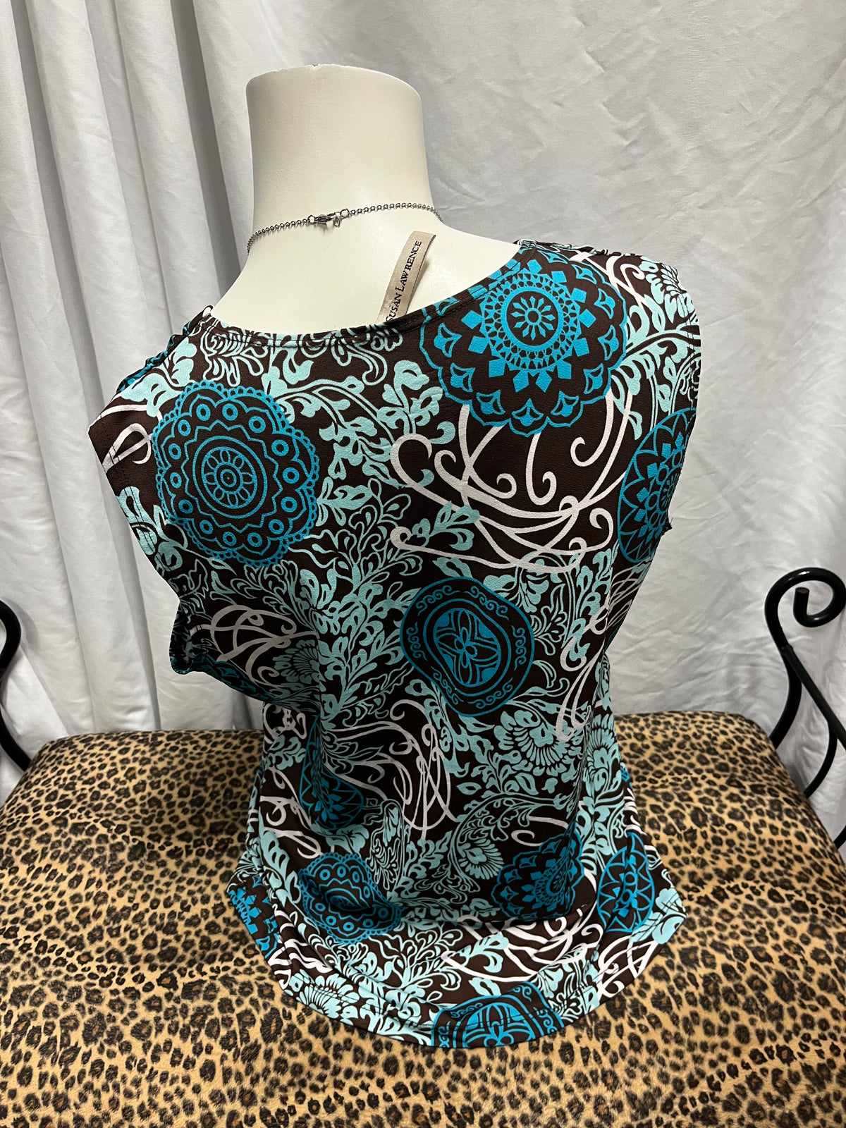 XL - Susan Lawrence Y2K Brown + Blue Sleeveless Top