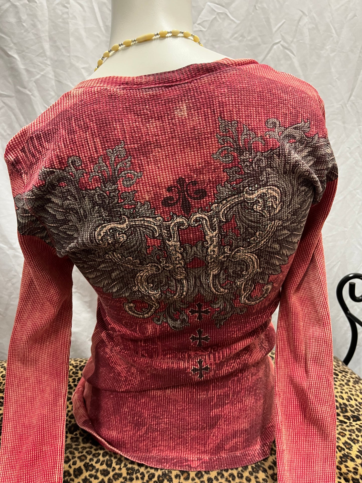 M - Red Y2K Gothic Rhinestone Graphic Thermal