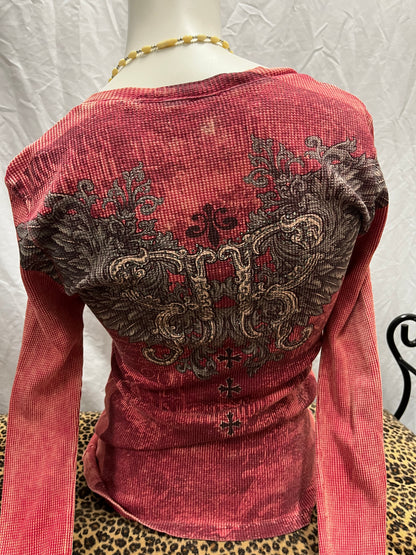 M - Red Y2K Gothic Rhinestone Graphic Thermal