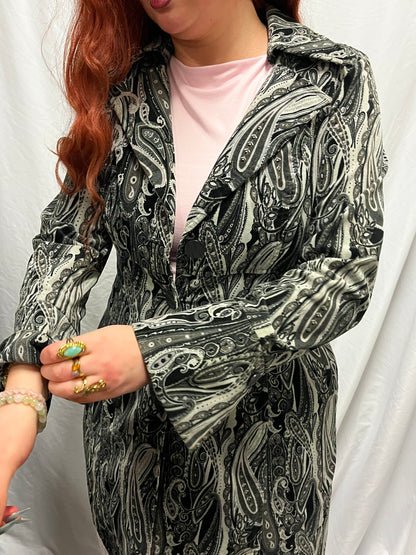 M - Bisou Bisou 2000s Paisley Tie Midi Coat