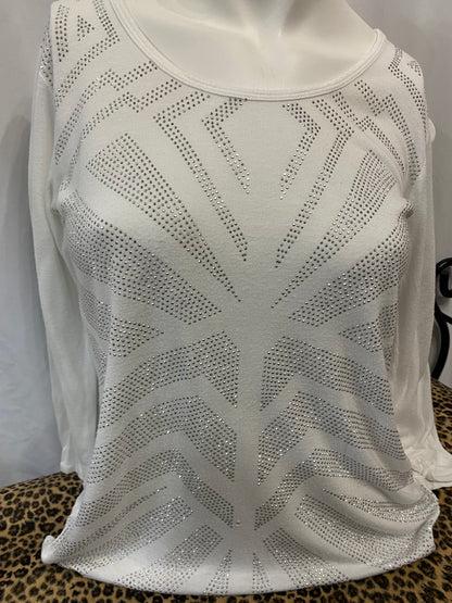 S - Nevada 2000s White Rhinestone Blouse