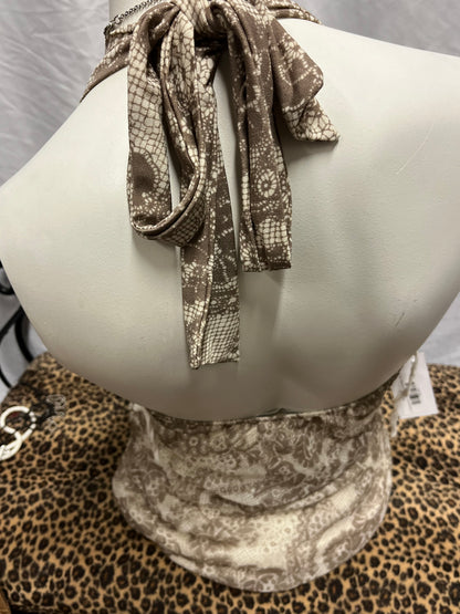 S - Charlotte Russe Y2K White + Beige Halter Top