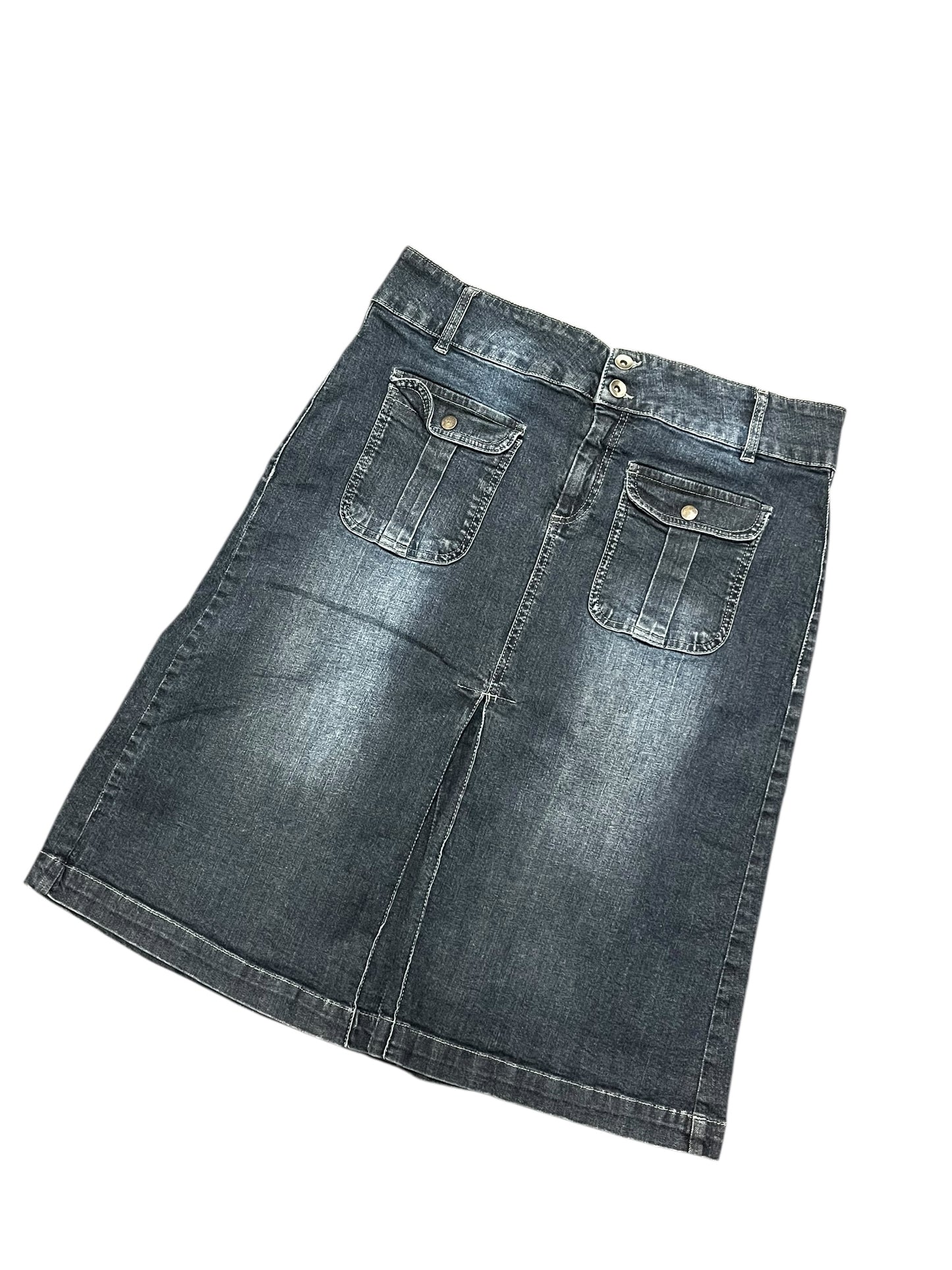 L - Denim Tall Sally Midi Skirt