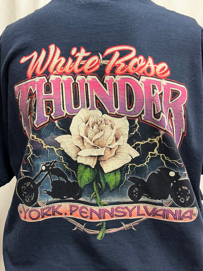 L - White Rose Thunder Double Sided Graphic Tee